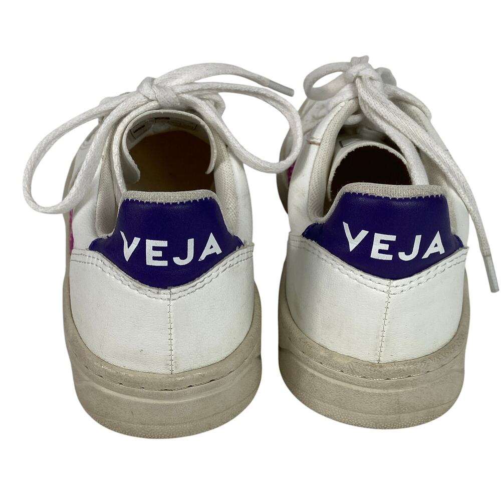 Veja White Pink Purple Lethear Sneaker Womens Size 5 - Picture 4 of 9